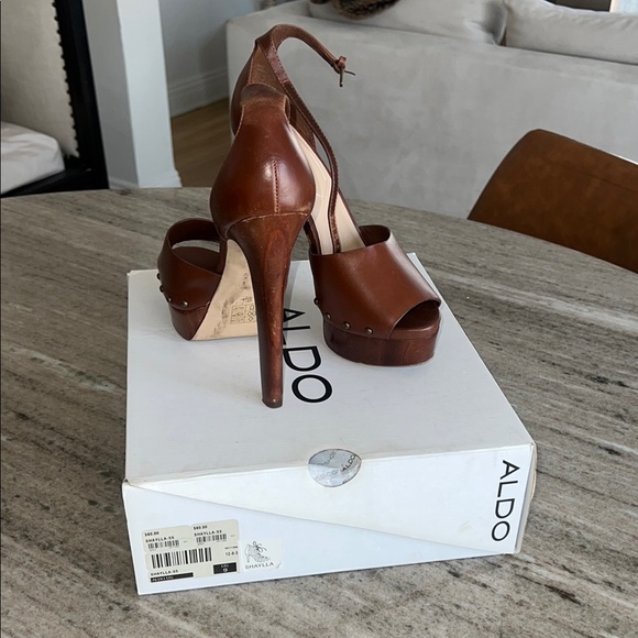 Aldo Brown Block Heel Sandals - Picture 1 of 3